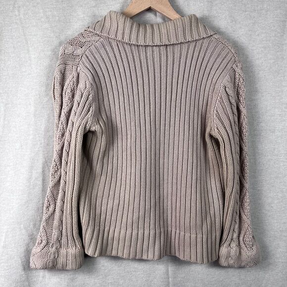 Vintage St Johns Bay Womens Chunky Cable Knit Cardigan Sweater Petite L Button - Picture 7 of 10